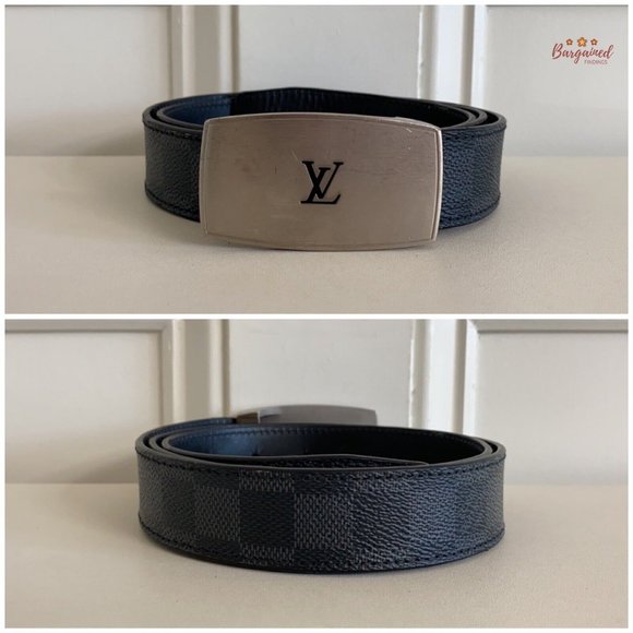Authentic Louis Vuitton Black Damier Graphite Suntulle LV CUT Buckle Belt 85/34 - Picture 3 of 13